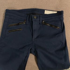 Rag & Bone Navy Colored Ankle zip jeans